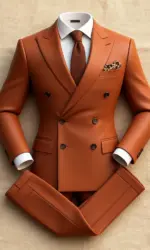Men's Wedding Tuxedo Suit Formal Sparkling Orange Burnt 2-Piece Suit with Metal Button Trabajo Daily Wear
