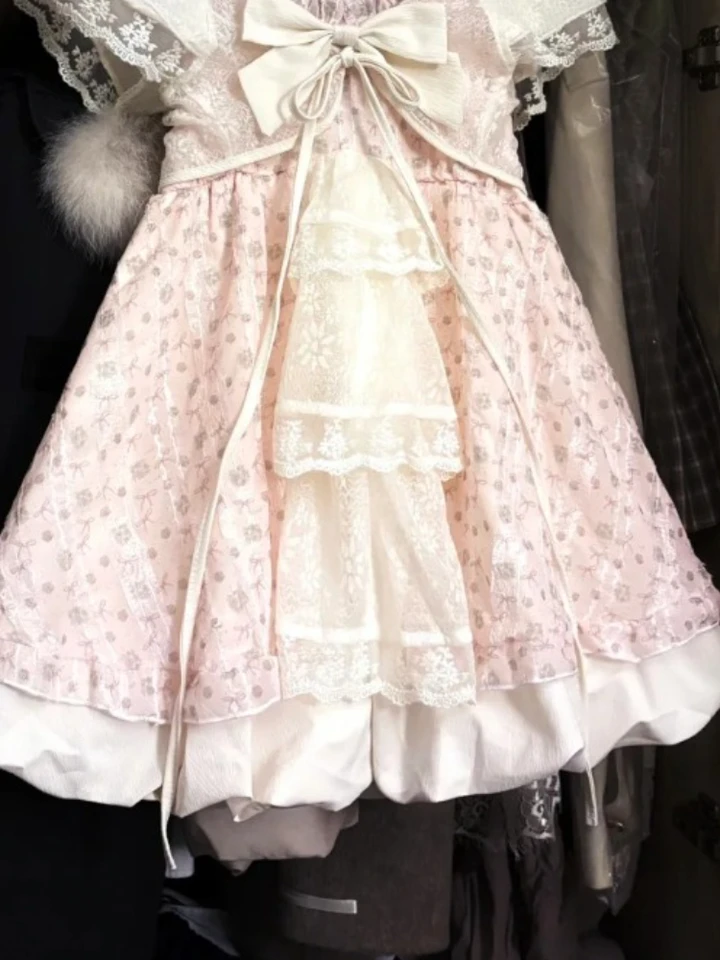 Japanese Kawaii Sweet Women Dress Sets Vintage Fairy Strap Design Short Dresses Harajuku Fashion Lace Female Casual Chic Outfits - Image 3