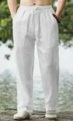 New Men's Beach Pants Joggers Fashion Cotton Linen Sweatpants Casual Pants Hawaiian Vacation Loose Spring/Summer Long M-4XL