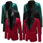 Autumn High-grade Burgundy Men Corduroy Suit Jacket, Black Green Male Wedding Party Dress Plaid Blazers Coat.