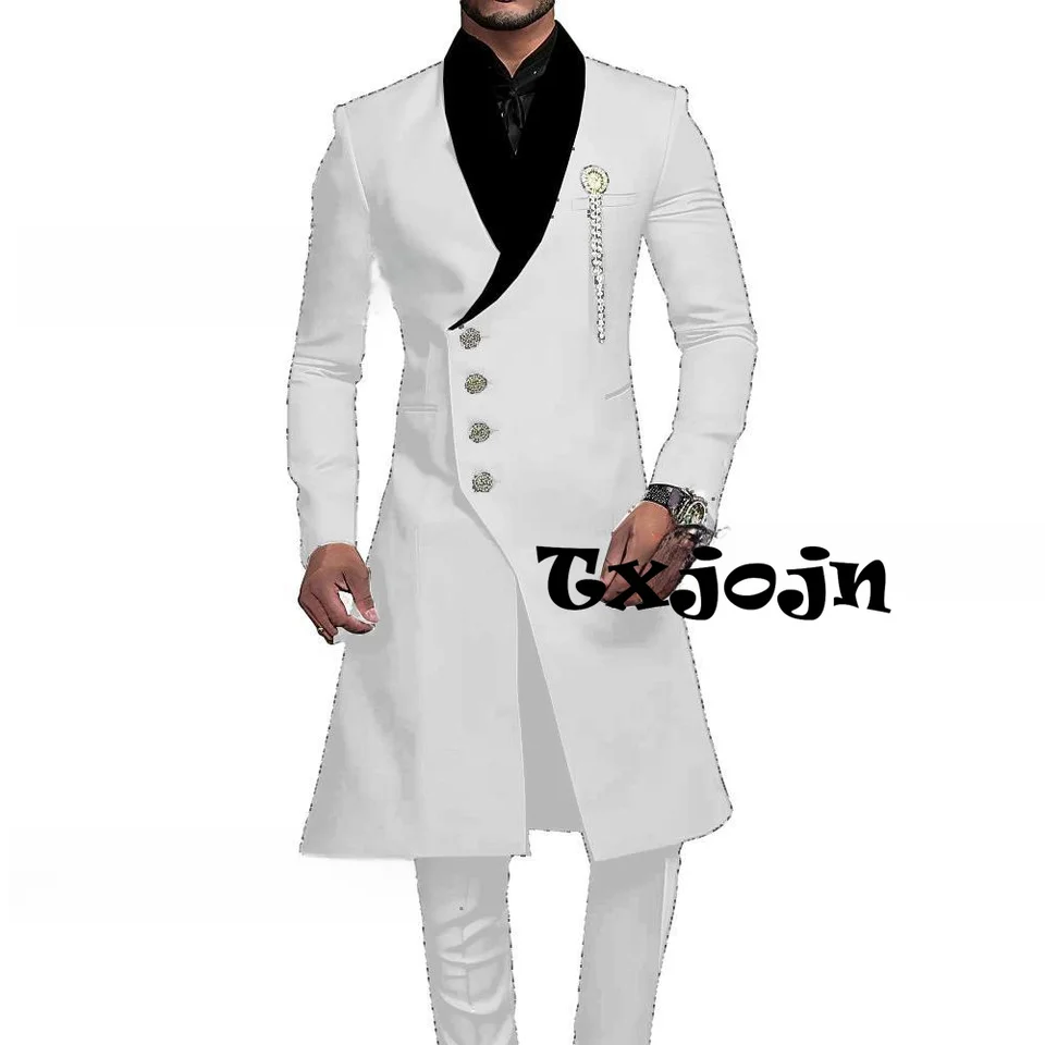 African Fashionable Long Suit Set Wedding Groom Dresswear Hot Sale Men's 2 Pieces Birthday Party Mature New Customized Tuxedo - Image 5