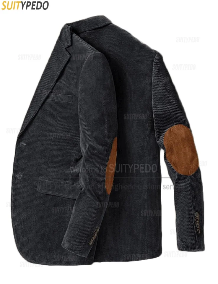 Elegant Corduroy Men's Suit Jacket Fashion Notch Lapel Formal Evening Banquet Male Daily Casual Slim Fit Suit Attire 1 Pices - Image 4