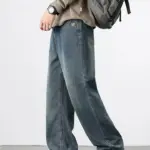 Spring Autumn American Retro Straight Jeans Men Streetwear Korean Fashion Loose Baggy Wide Leg Denim Pants Male Casual Trousers