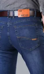 New Men Light Luxury Stretch Slim Fit Pants Comfortable Soft Business Fashion Straight Casual Denim Trousers Male Brand Clothing