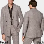 Spring Wool Blend 2-Piece Men's Suit Set Business Formal Double Breasted Blazer Elasticity Trousers Wedding Part Prom Dinner