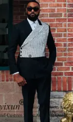 Handsome Beaded Diamond Men Suits 2 Pieces Wedding Groom Tuxedo Slim Fit Jacquard Male Prom Blazer Customized Costume Homme