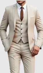 New Beige Suit Men Business Tuxedos Formal 3/2/1 Piece Dress Single Breasted Groom Groomsman Prom Wedding Party