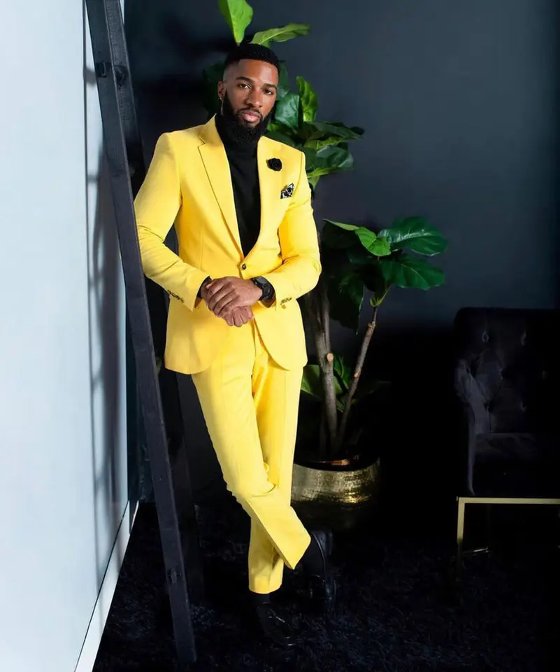 Men's Yellow Suits Slim Fit Single Breasted Wedding Formal Party Wear 2 Pieces Trajes De Boda Para Hombre Completos - Image 5