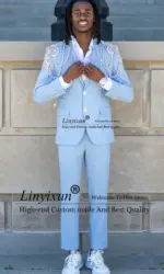 Glitter Beaded Diamond Tuxedos Men Suits 2 Pieces Sets Groom Wedding Party Blazers Customized Slim Fit Male rajes para hombre