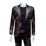 New Men Fashion Trend Wedding Party Jacquard Suit Jacket Single-breasted Slim Blazer Singer Host Stage Performance Dress Coats