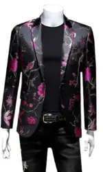 New Men Fashion Trend Wedding Party Jacquard Suit Jacket Single-breasted Slim Blazer Singer Host Stage Performance Dress Coats
