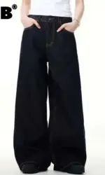 IEFB Simple Men's Denim Pants Vintage Washing Wide Leg Loose Jeans Casual Straight American Style Male Trousers New 2026 9W190