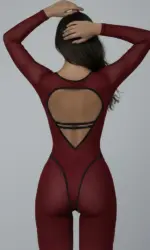 Chic Backless Sports Jumpsuits Women Long Sleeve Hollow Out Fitness Yoga Bodysuit Female High Waist Tunics One Piece Gym Overall