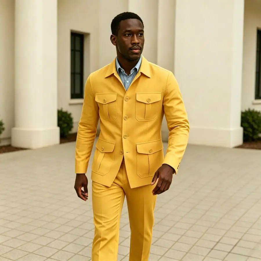 Sage Green Linen Safari Suit Men Summer Lightweight Two Piece Set Casual Wedding Groom Wear Beach Party Mens Fashion XS-3XL - Image 6