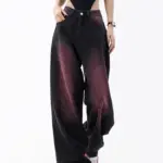 plus Size Women's Purple adient Bla Wide Leg Jeans Spring Autumn Winter High Waist Vintage Waed Long Pants for Plump Si...