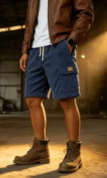 Vintage Cargo Shorts Men's Summer Trendy Retro Corduroy Short Pants Men's Casual Solid Color Shorts Sports Breathable Sweatpants
