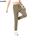 EUMERGX Women's Summer Hiking Pants Quick-Dry Waterproof Cargo Pants Outdoor Stretch Mountain Trousers For Camping Climbing