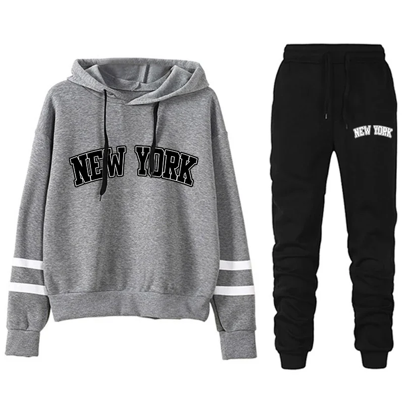 New York Womens Tracksuit or Pants or Suit Stripe Versatile Hooded Sweatshirt Simplicity Street Fashion Casual Outfits S-3XL2024 - Image 2