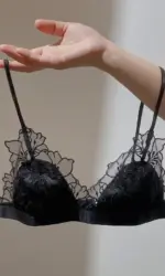 BANERDANNI Pure Desire Victoria French Lace Embroidered Lingerie Women's Thin Cup Triangle Cup Bra Set Comfortable No Underwire