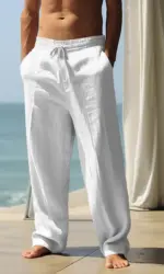 Men's slim and breathable wide-leg pants. This relaxed and unrestrained style with a loose fit is specially designed for summer.