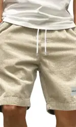 Vintage Cargo Shorts Men's Summer Trendy Retro Corduroy Short Pants Men's Casual Solid Color Shorts Sports Breathable Sweatpants