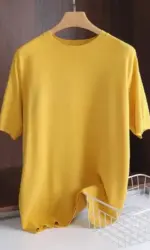 Superfine Merino Wool T Shirt Men's Knitted O-neck Breathable Thin Cashmer Short Sleeve Tee Solid Color Tops