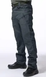 New Large Pocket Loose Overalls Men's Outdoor Sports Jogging Tactical Pants Elastic Waist Pure Cotton Casual Work Pants