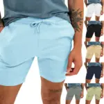 2025 New Summer Fashion Mens Linen Shorts Men Cotton Beach Short New Wild Leisure Loose Solid Cargo Shorts for Men Sweatshorts