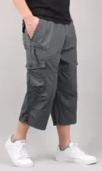 Men's Cargo Shorts Summer Loose Casual Pants Elastic Waist Large Size Outdoor Jogging Sweatpants Trend Multi Pockets