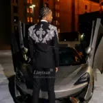Luxury Appliques Lace Crystals Tuxedos Men Suits Customized Slim Fit Wedding Groom Blazers 2 Pieces Sets Party rajes para hombre