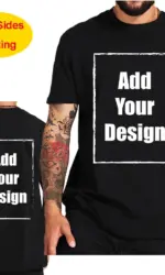 Custom T Shirt for Men Front Back Print Make Your Design Logo Text Gift Tshirt 100% Cotton Made in US