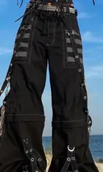 Women Fall Winter Cargo Jeans Striped Zipper Button Closure Loose Casual Trousers Streetwear with Pockets