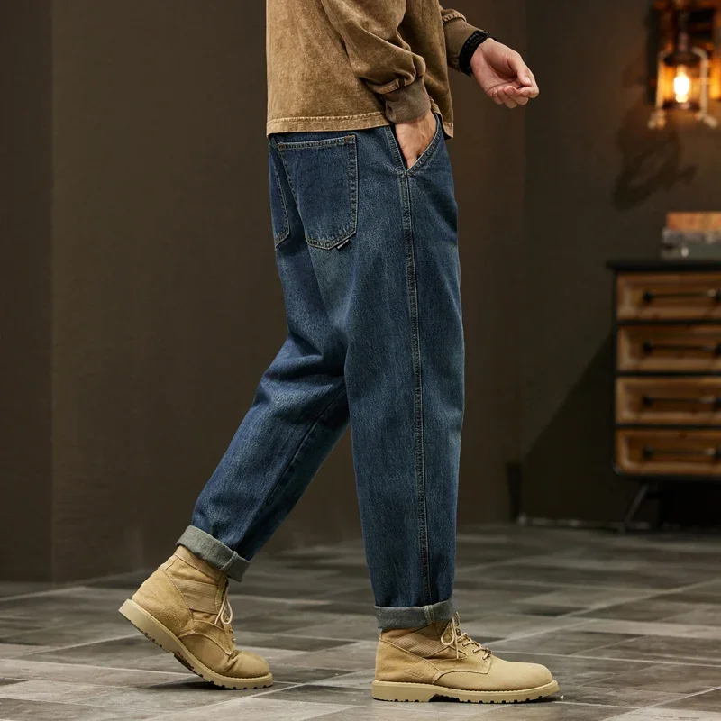 Men's 95% Cotton Jeans High Quality Loose Harem Pants Fashion Baggy Casual Outdoor Work Denim Pants Brand Men's Clothing - Image 5