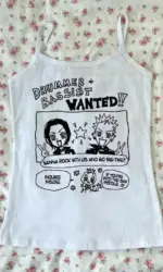 Y2k Anime Streetwear O-neck 90s Text Printing Tops Women Harajuku Clothes Simple Vintage Crop Tee Aesthetic emo Casual Tank Top