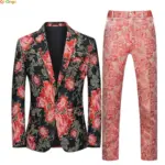 Embroidery Color Fashion Suit Two-piece Men's High Quality Personalized Stage Performance Banquet Business Casual Blazer+Pant