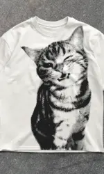 Summer Harajuku Letter Graphic T Shirts Y2k Tops Cat Print Women High Street Oversized T Shirt Streetwear Vintage Tee Clothing