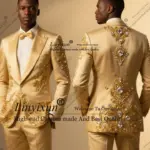 Luxury High-end Customized Jewelry Ornament Tuxedo Men Suits Wedding Groom Blazer Peaked Lapel 2 Piece Set rajes para hombre
