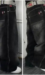 American Y2K 2025 New Baggy Wide Leg Black Jeans Overszied Women Street Casual Joker Denim Pants Couple Jeans Vintage Streetwear