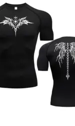 Anime Print Compression Shirt Mens Running T-Shirt Quick-Drying Fitness Sportswear Gym Sports Short Sleeve Breathable Tops