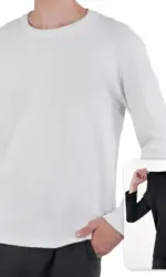 Mens Long Sleeve T Shirts Casual Round Neck Cotton Moisture Wicking Tees Tanks White Black Undershirts Loose Fit Tshirts for Men