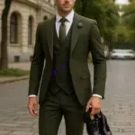 CustomizedNew Army Green Men Suit Wedding Party Formal Groom Groomsman Prom Business Male Tuxedos 3 Piece Set Jacket Vest Pants