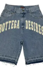 American Style Harajuku Retro Denim Shorts with Letter Embroidery Oversized Jeans Men Y2k Loose Casual Versatile Shorts Woman