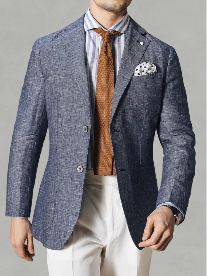 Men's Blazer Linen Blend Suit Jacket Business Casual Sport Coat Lightweight Breathable Soft For Summer Work Holiday Travel - Image 2