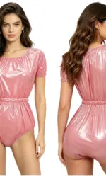 Womens Waterproof Diaper Cover Jumpsuit Buttoned Crotch Short Sleeve Elastic Waist Leakproof Adaptive Bodysuit Swimwear Swimsuit