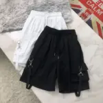 Summer Cargo Shorts Women Y2K Harajuku Streetwear Hip Hop with Chain Shorts Bf High Waist Baggy Wide Leg Short Pants New