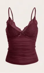 Sexy Contrast Lace Bow Front Crop Cami Top Women 2024 Summer Grunge Punk Y2K Clothes Ruched Skinny Backless Tee Shirt