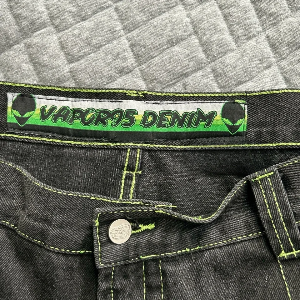 2025 European and American autumn winter jeans casual wide-leg Harajuku alien pattern trousers hip-hop high street gothic jeans - Image 6