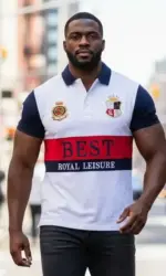 New polo shirt men's embroidery patchwork color contrast slim classic fashion original design polo collar pure cotton breathable