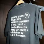 Men T-Shirt Aphex Twin Washed Black Print Cotton Graphic Oversized Korean Fashion Short Sleeve Tops Tees Y2k Streetwear Clothing