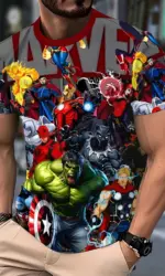 Marvel 3D Digital Print Men's Short Sleeve T-Shirt Superhero Anime T shirt